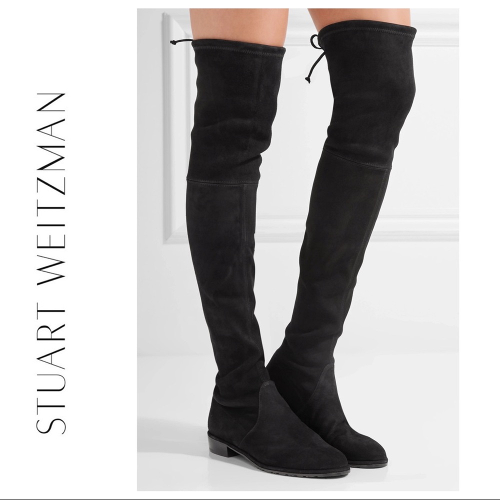 Stuart Weitzman Black Suede Lowland Over the Knee Boot
